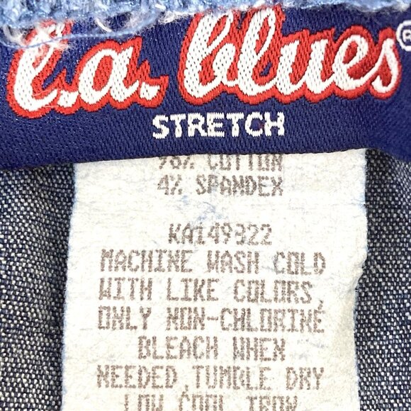 L.A. Blues Women's Blue Denim Pants Size 30/32 Pull-on Elastic Waist High Rise - Picture 6 of 10